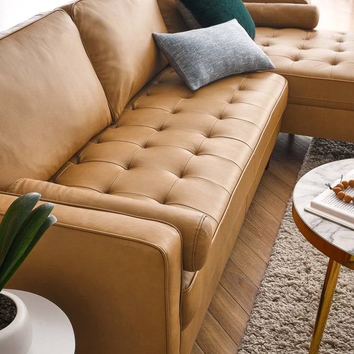 Valour 98" Leather Sectional Sofa in Tan