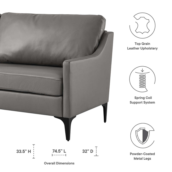Corland Leather Sofa in Gray