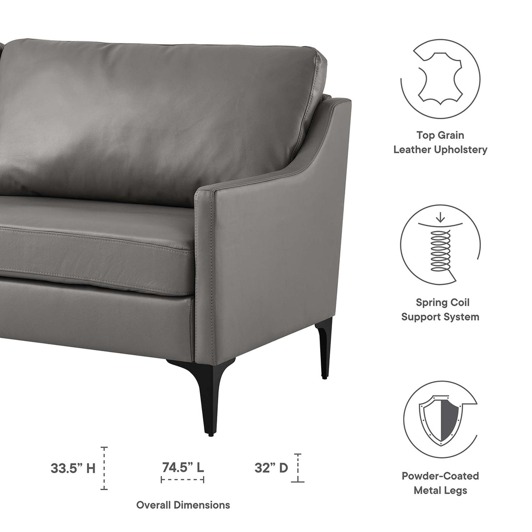Corland Leather Sofa in Gray