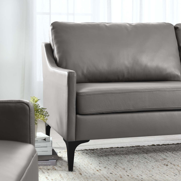 Corland Leather Sofa in Gray