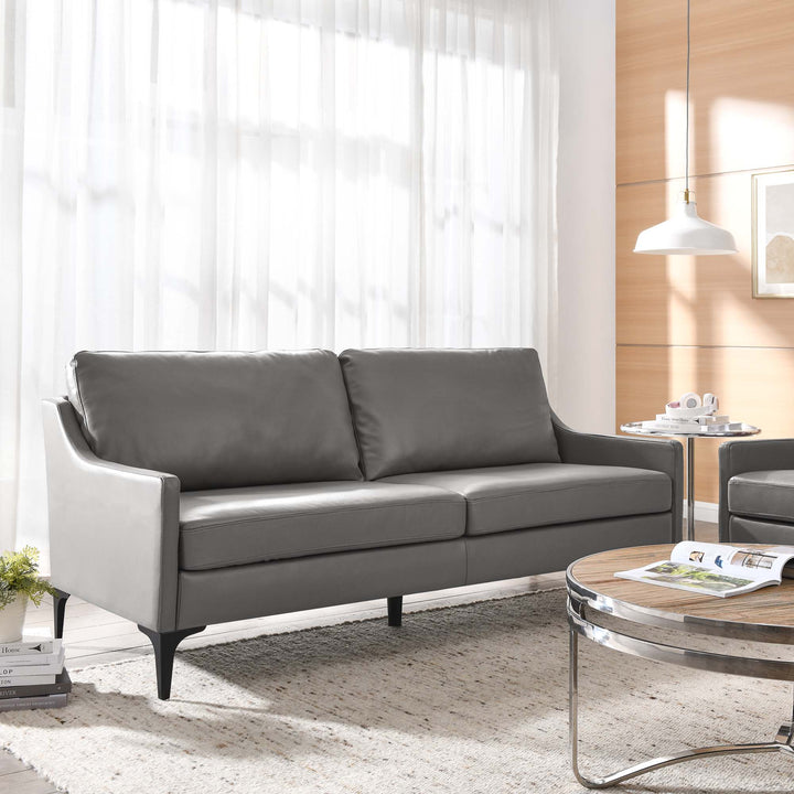 Corland Leather Sofa in Gray