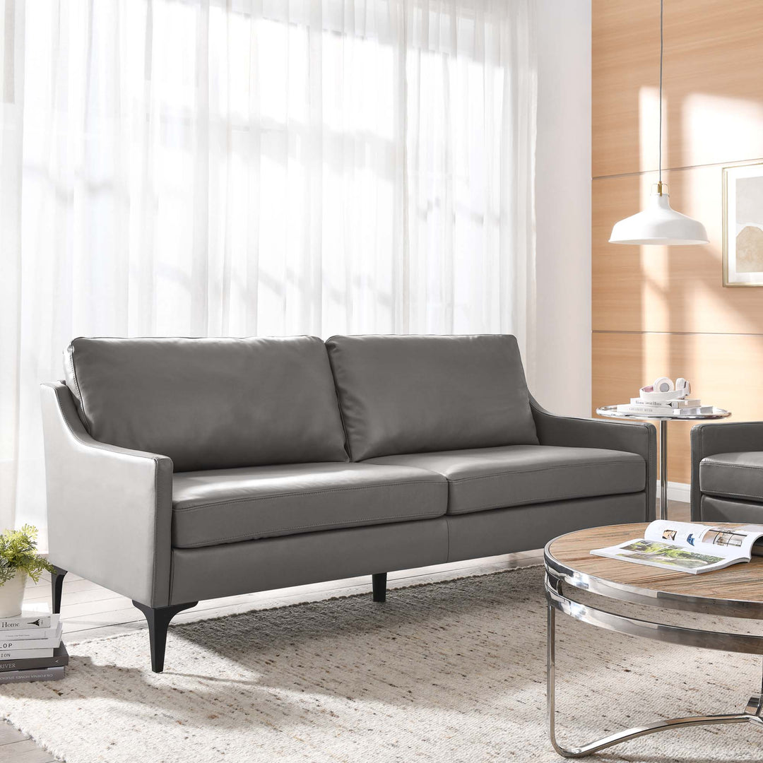 Corland Leather Sofa in Gray