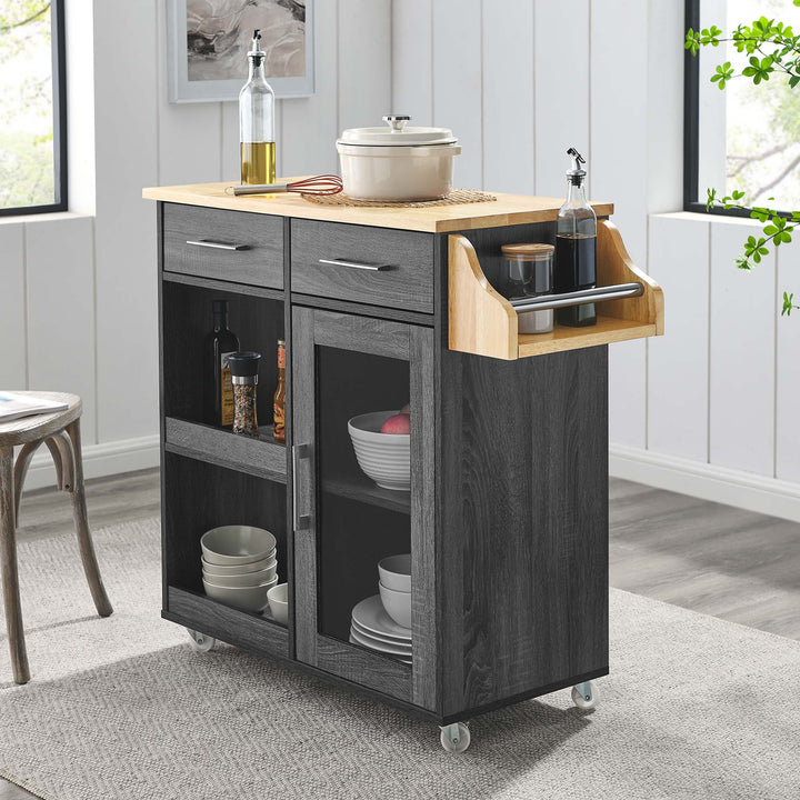 Culinary Kitchen Cart in Charcoal Natural