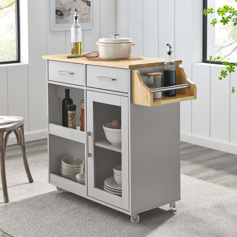 Culinary Kitchen Cart in Light Gray Natural