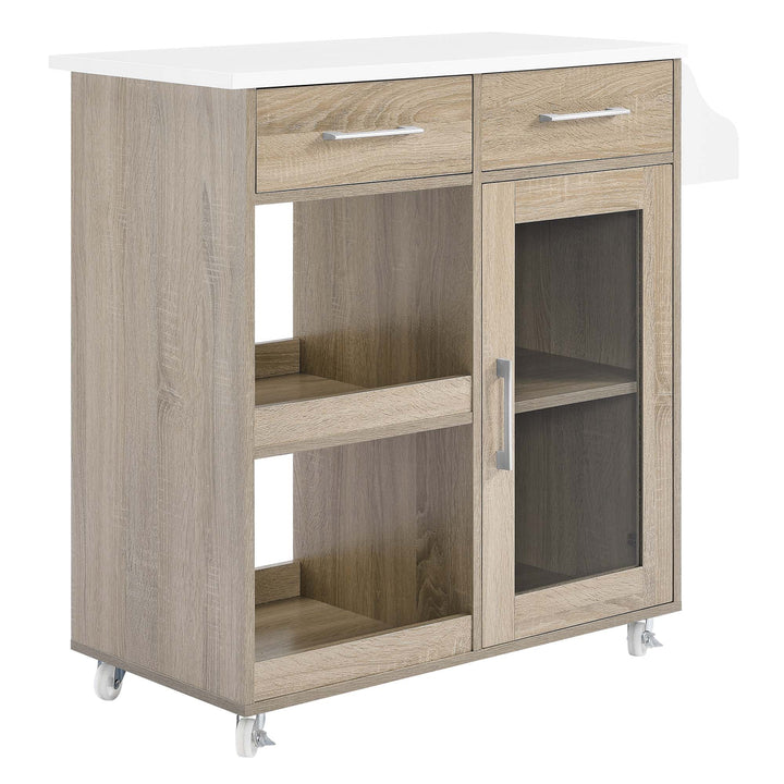 Culinary Kitchen Cart in Oak White - detail