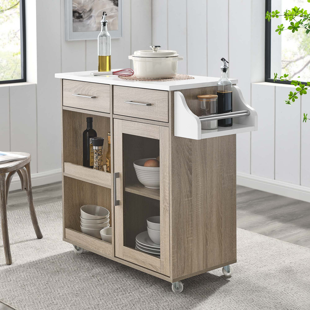 Culinary Kitchen Cart in Oak White