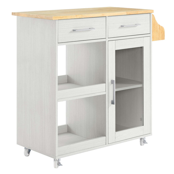 Culinary Kitchen Cart in White Natural - detail