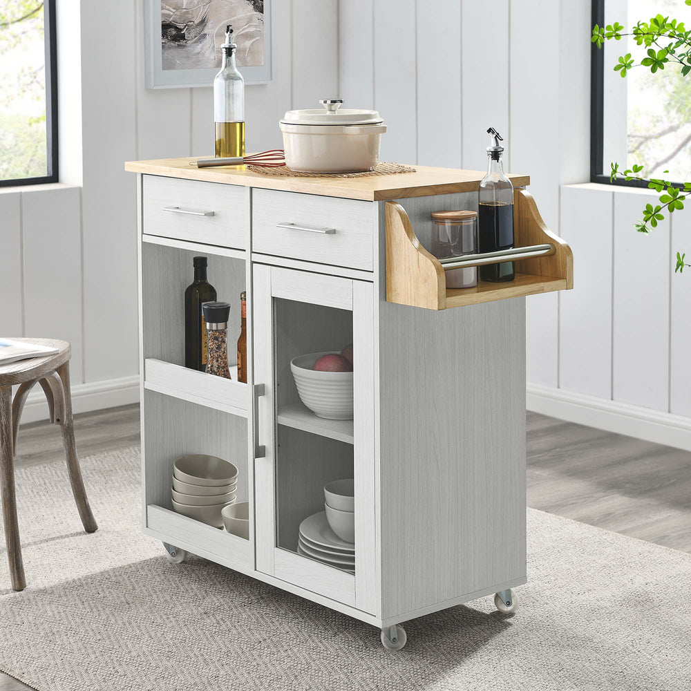 Culinary Kitchen Cart in White Natural