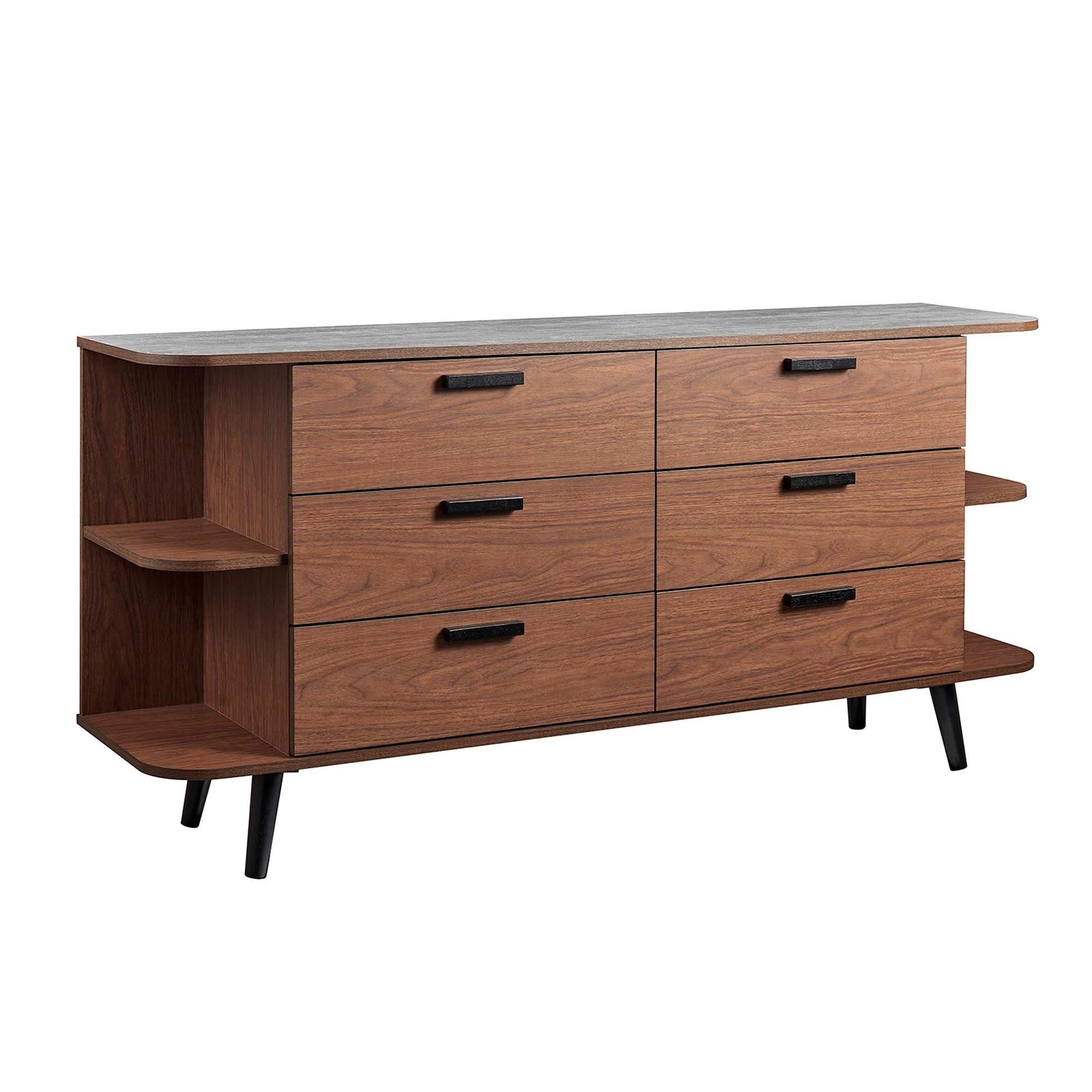 Langston Open Display Storage Sideboard in Walnut Gray - front