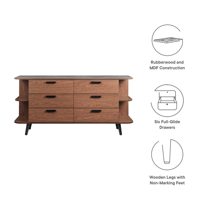 Langston Open Display Storage Sideboard in Walnut Gray - detail