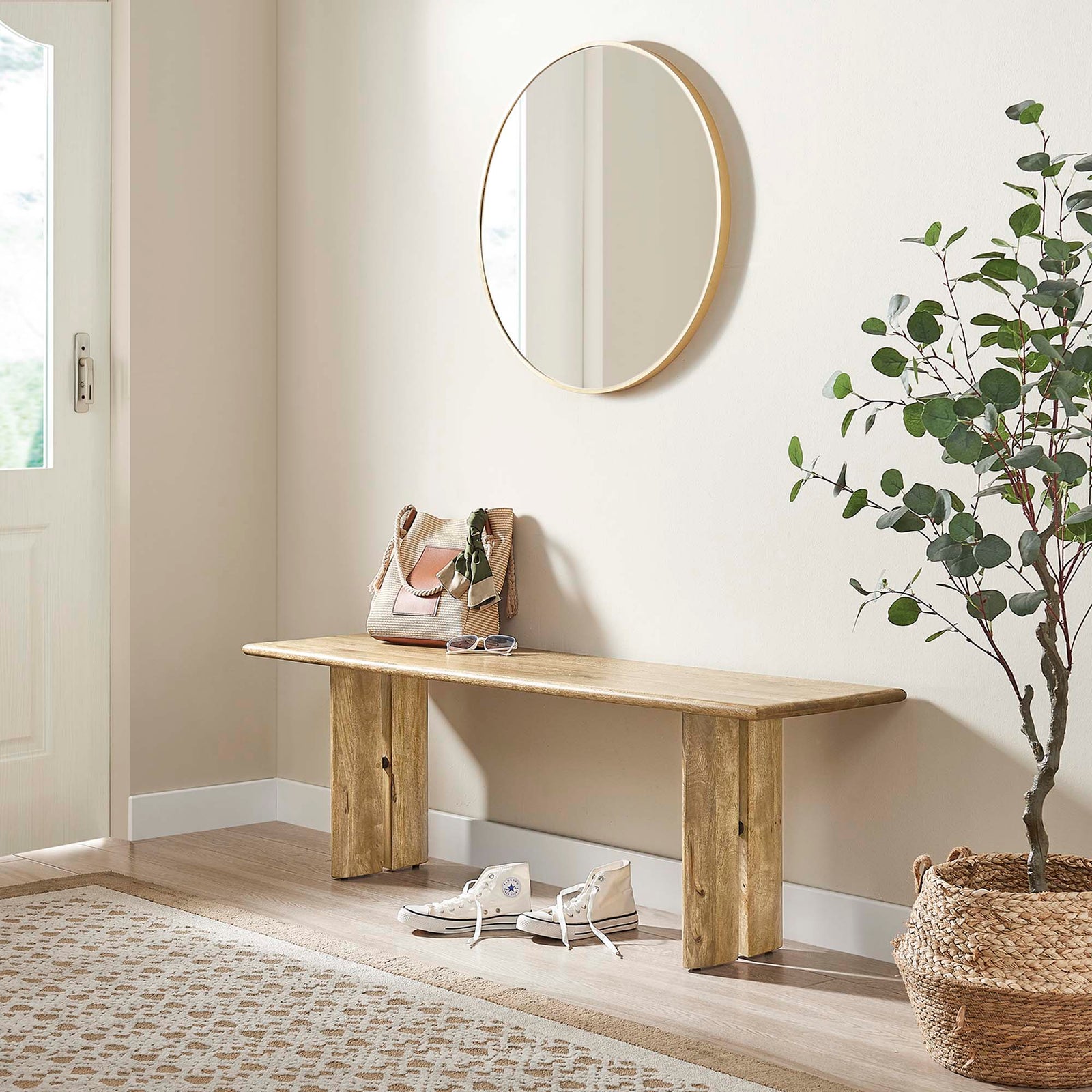 Amistad 58" Wood Bench in Oak