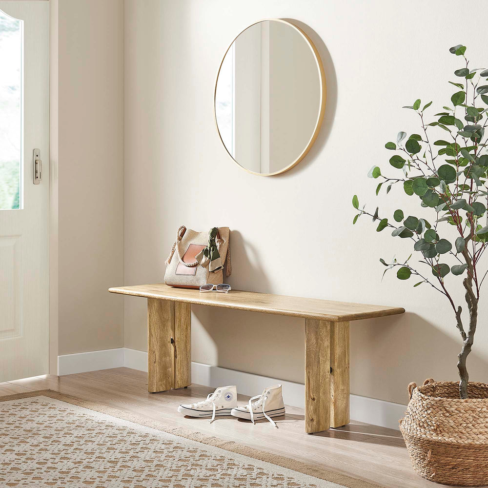 Amistad 58" Wood Bench in Oak