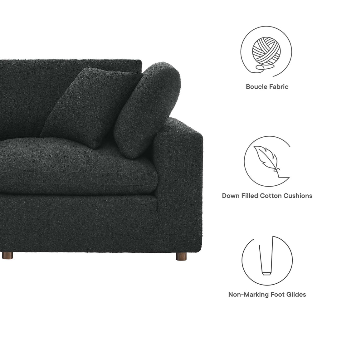 Commix Down Filled Overstuffed Boucle Fabric 3-Seater Sofa in Black