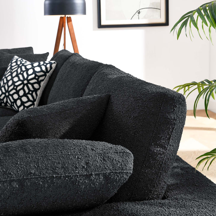 Commix Down Filled Overstuffed Boucle Fabric 3-Seater Sofa in Black