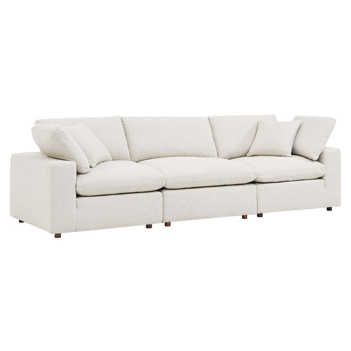 Commix Down Filled Overstuffed Boucle Fabric 3-Seater Sofa in Ivory