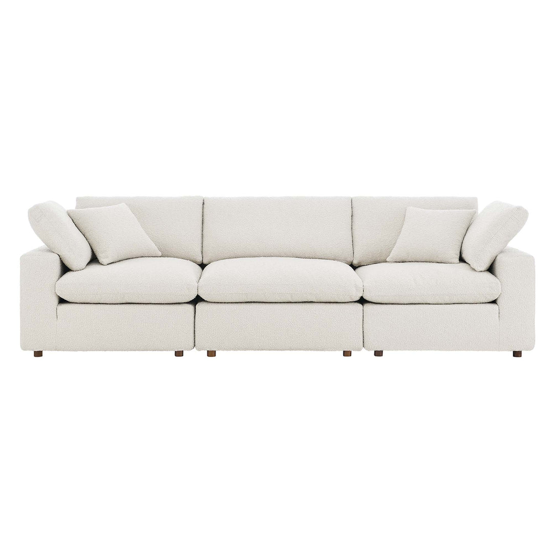 Commix Down Filled Overstuffed Boucle Fabric 3-Seater Sofa in Ivory