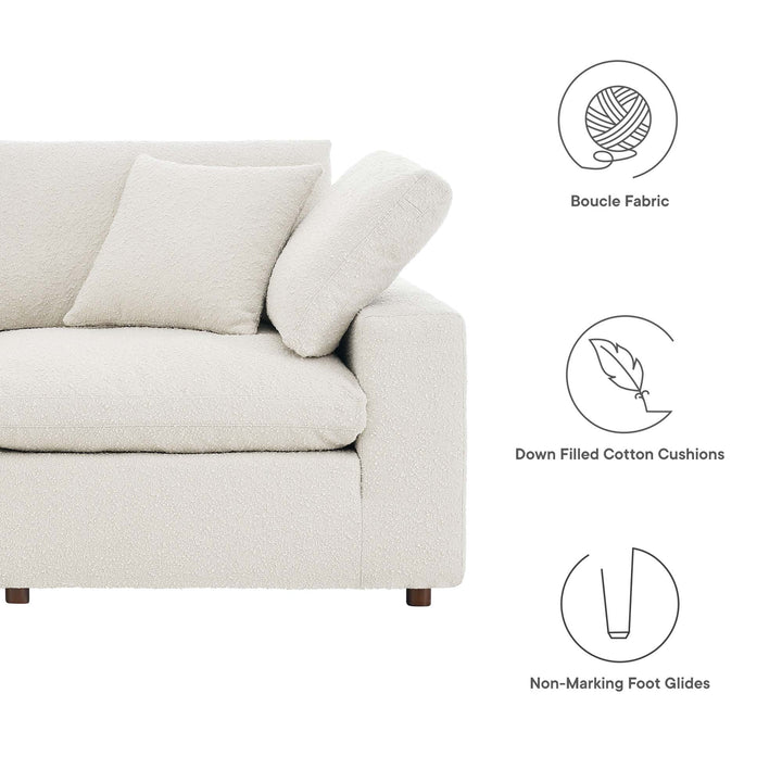 Commix Down Filled Overstuffed Boucle Fabric 3-Seater Sofa in Ivory