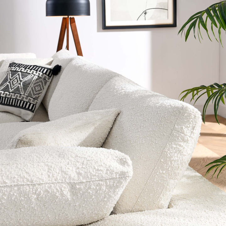 Commix Down Filled Overstuffed Boucle Fabric 3-Seater Sofa in Ivory