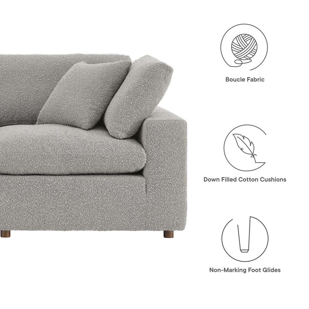 Commix Down Filled Overstuffed Boucle Fabric 3-Seater Sofa in Light Gray
