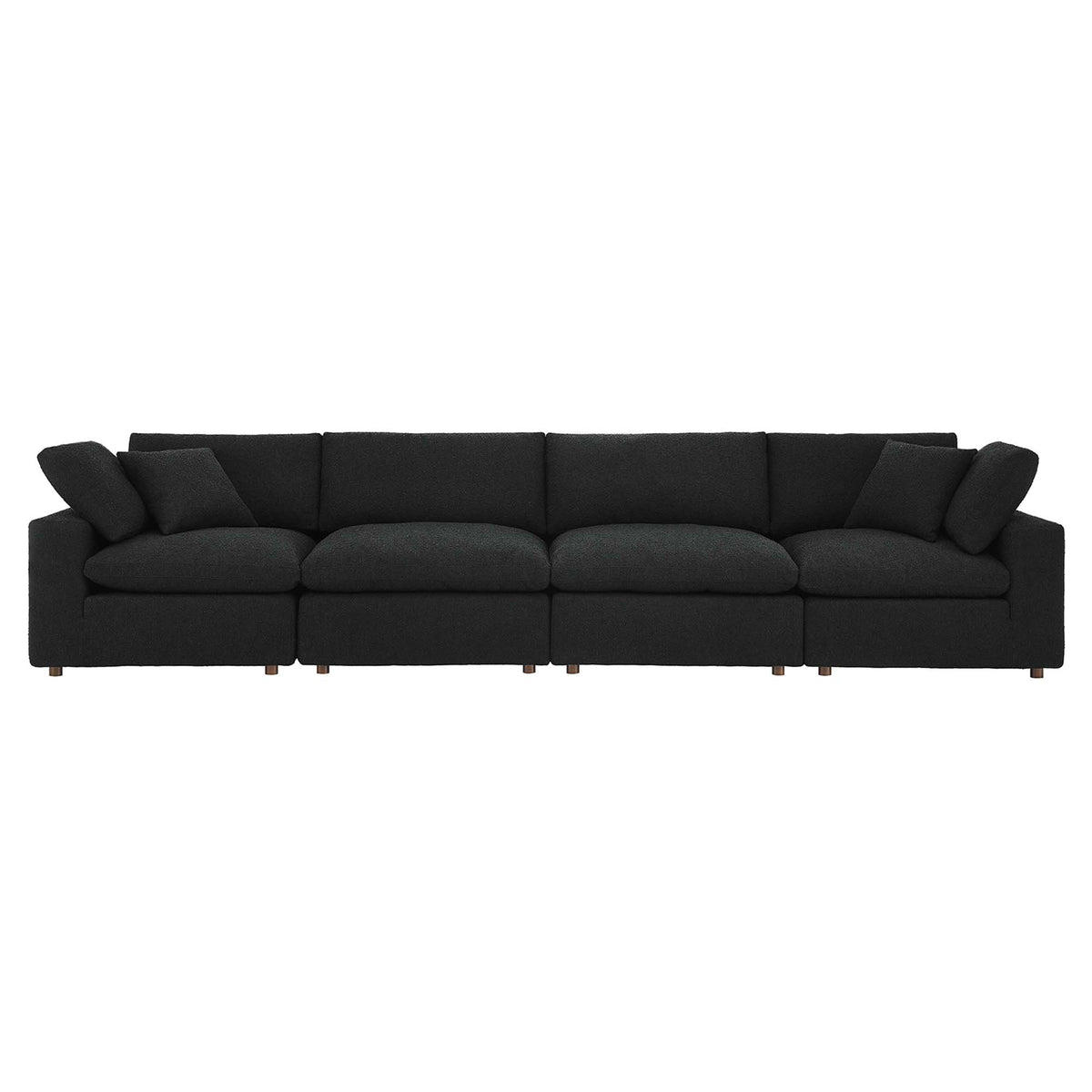 Commix Down Filled Overstuffed Boucle Fabric 4-Seater Sofa in Black