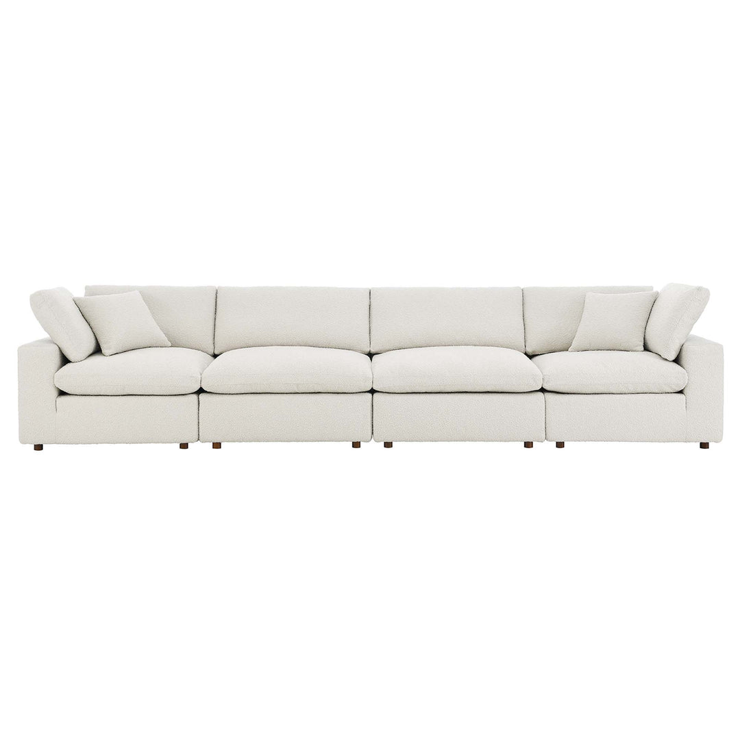 Commix Down Filled Overstuffed Boucle Fabric 4-Seater Sofa in Ivory
