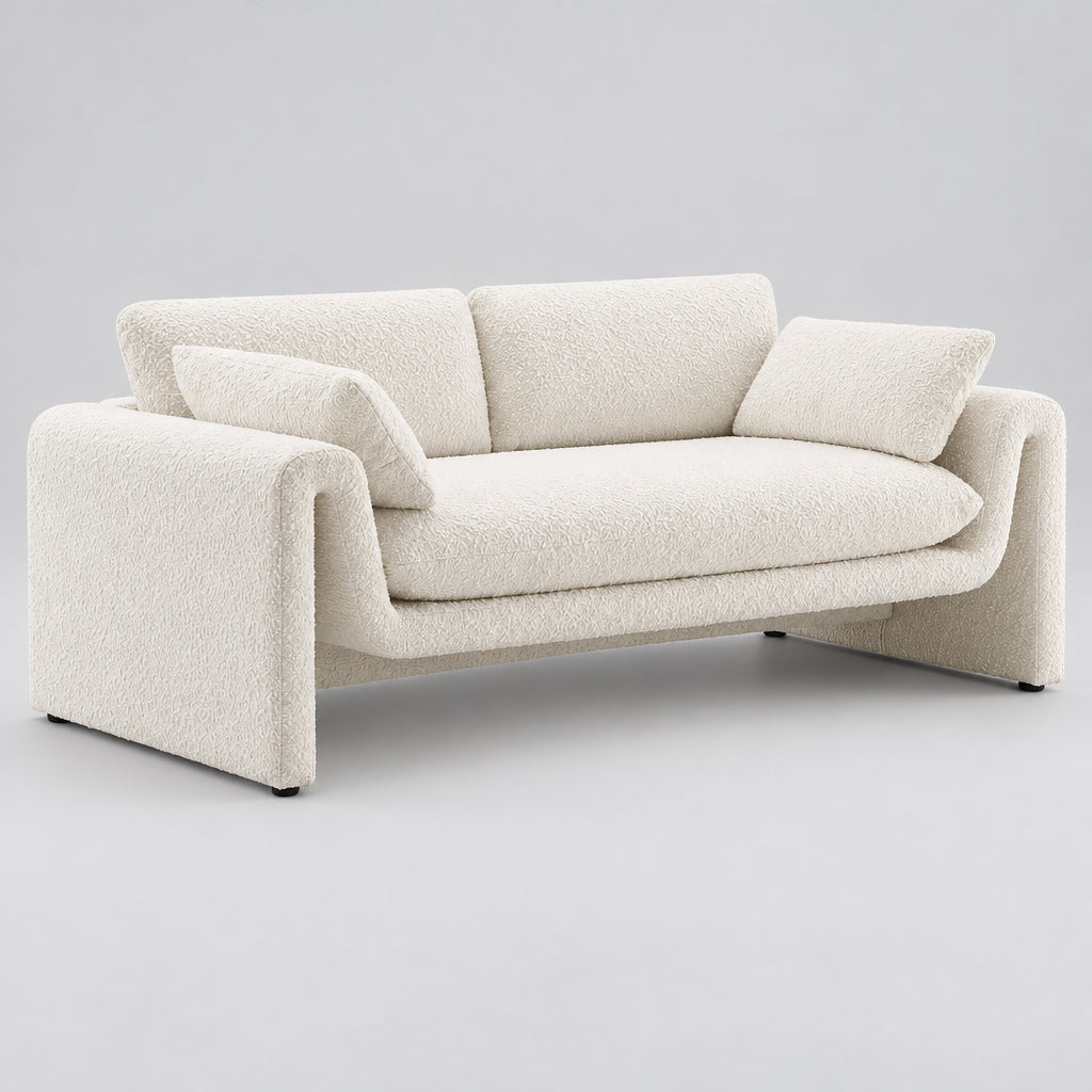 Waverly Boucle Fabric Sofa in Ivory