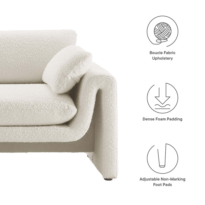 Waverly Boucle Fabric Sofa in Ivory