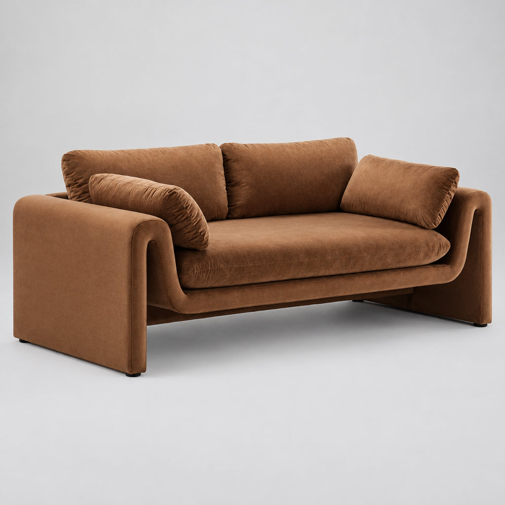 Waverly Performance Velvet Sofa in Brown