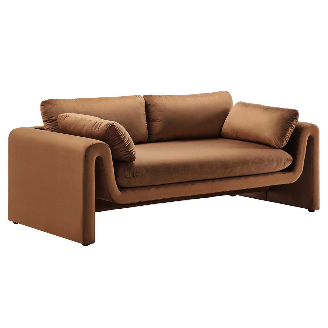 Waverly Performance Velvet Sofa in Brown