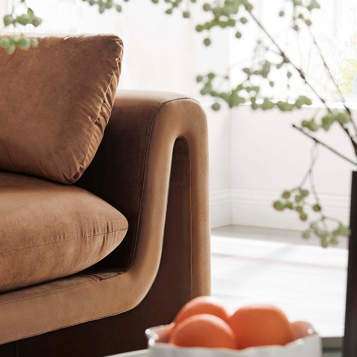 Waverly Performance Velvet Sofa in Brown