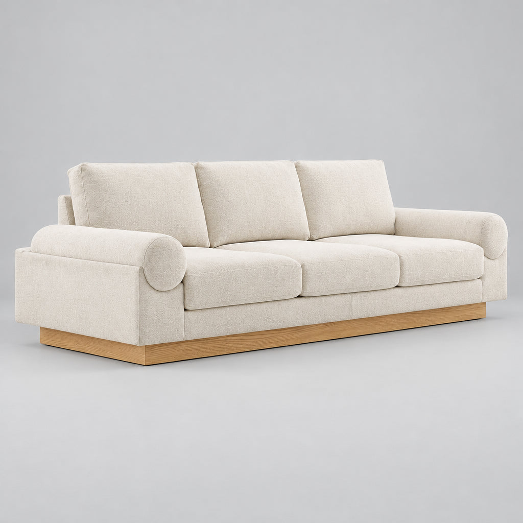 Oasis Upholstered Fabric Sofa in Ivory