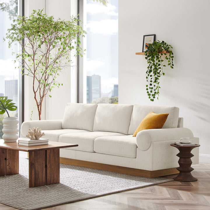 Oasis Upholstered Fabric Sofa in Ivory
