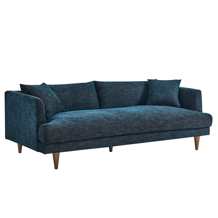 Zoya Down Filled Overstuffed Sofa in Navy Fabric