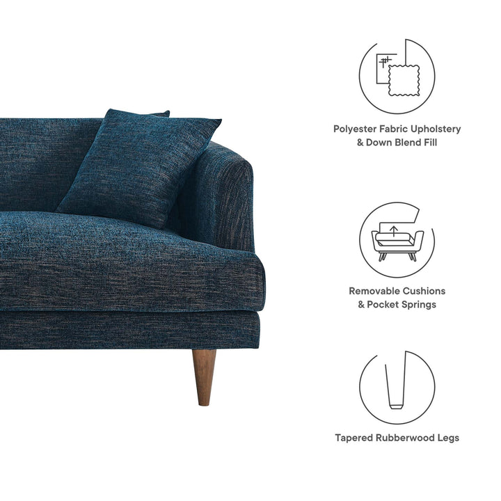 Zoya Down Filled Overstuffed Sofa in Navy Fabric