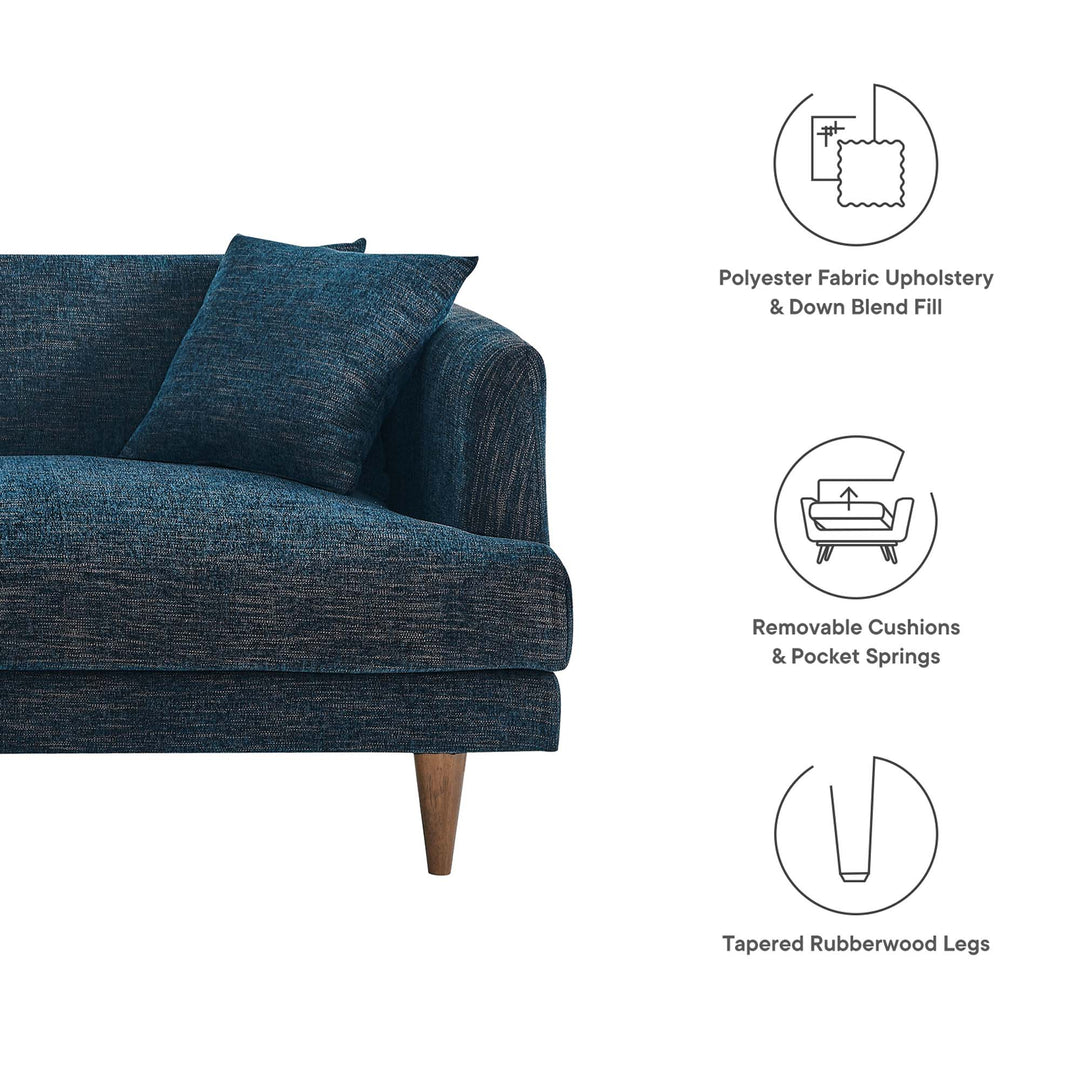 Zoya Down Filled Overstuffed Sofa in Navy Fabric