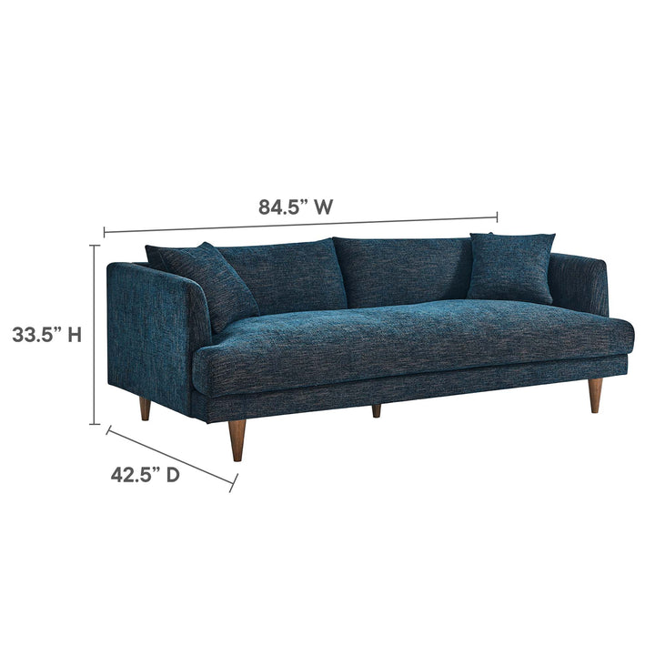 Zoya Down Filled Overstuffed Sofa in Navy Fabric