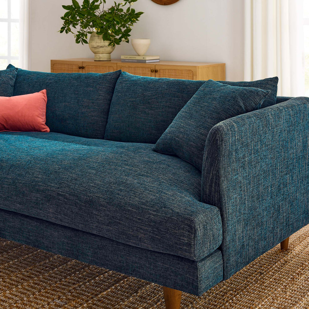 Zoya Down Filled Overstuffed Sofa in Navy Fabric