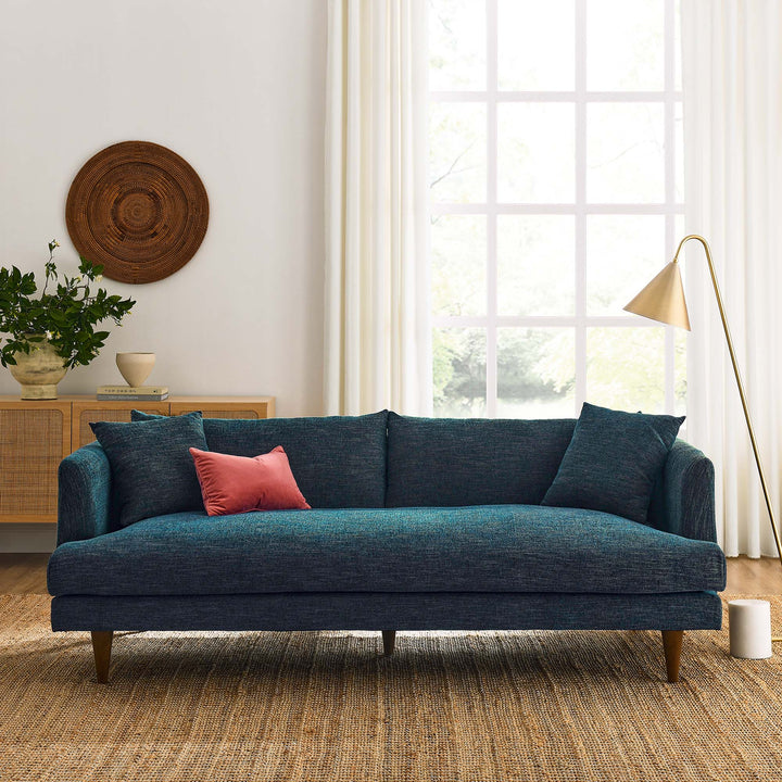 Zoya Down Filled Overstuffed Sofa in Navy Fabric