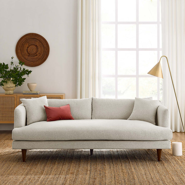 Zoya Down Filled Overstuffed Sofa in Ivory Fabric