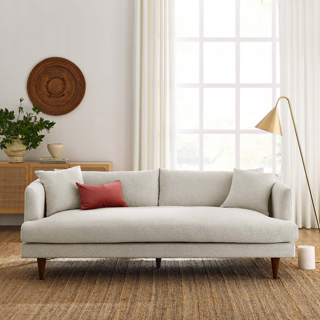 Zoya Down Filled Overstuffed Sofa in Ivory Fabric