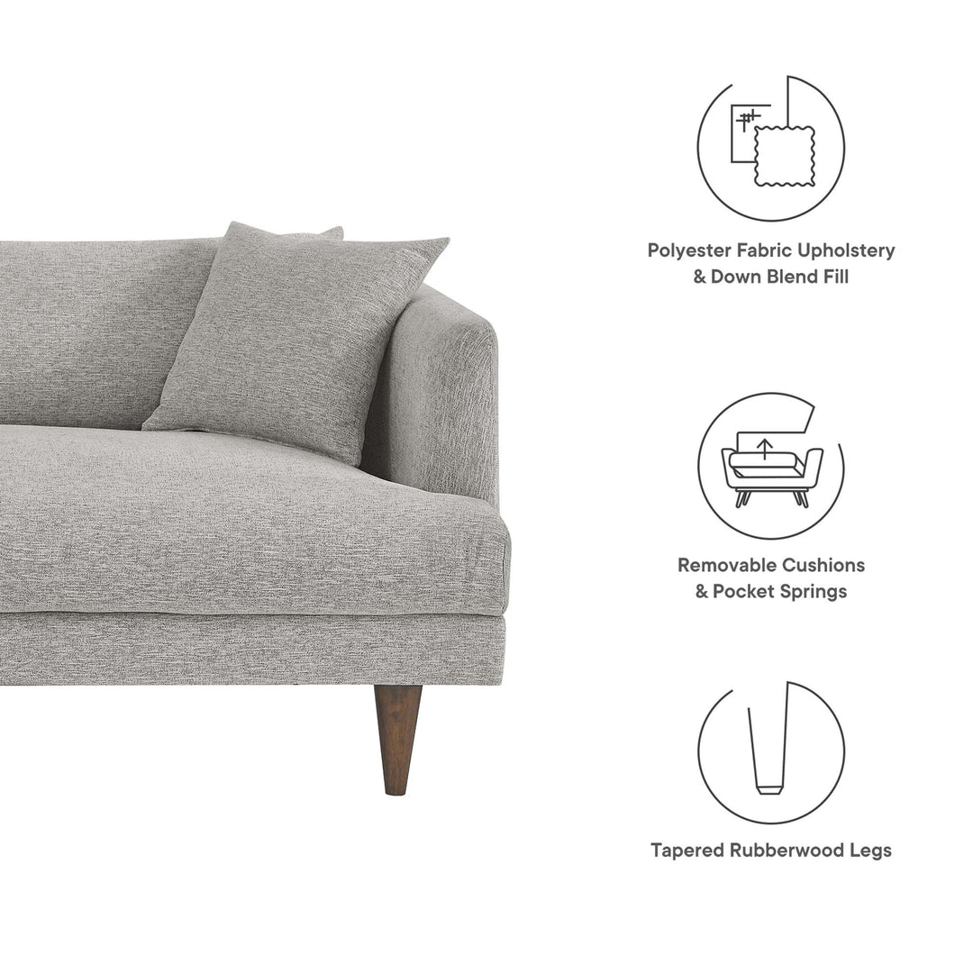 Zoya Down Filled Overstuffed Sofa in Light Gray Fabric