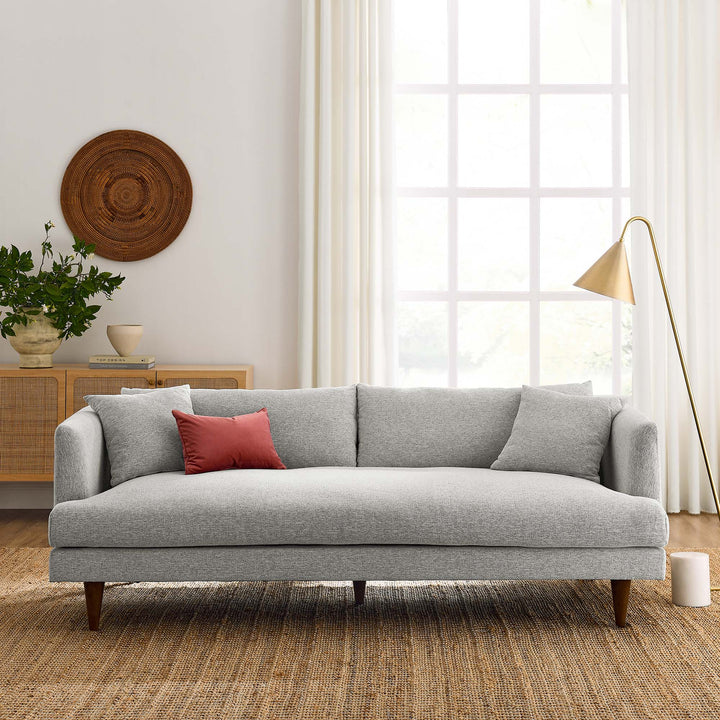 Zoya Down Filled Overstuffed Sofa in Light Gray Fabric