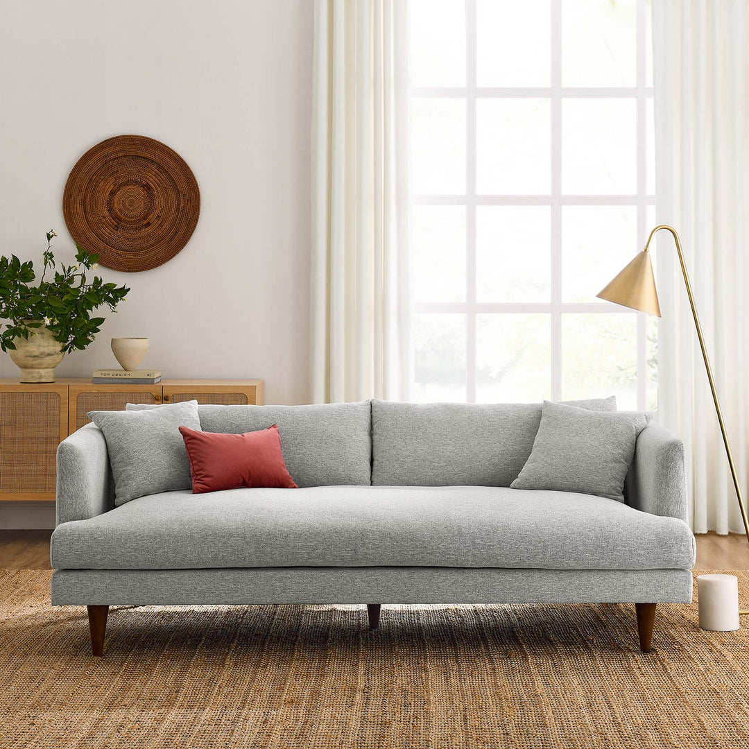 Zoya Down Filled Overstuffed Sofa in Light Gray Fabric