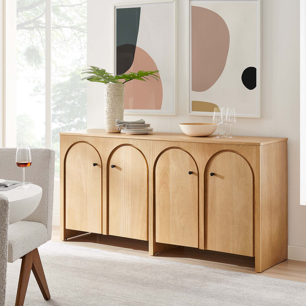 Appia Wood Grain 4-Door Sideboard in Oak
