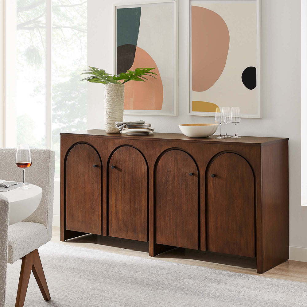 Appia Wood Grain 4-Door Sideboard in Walnut