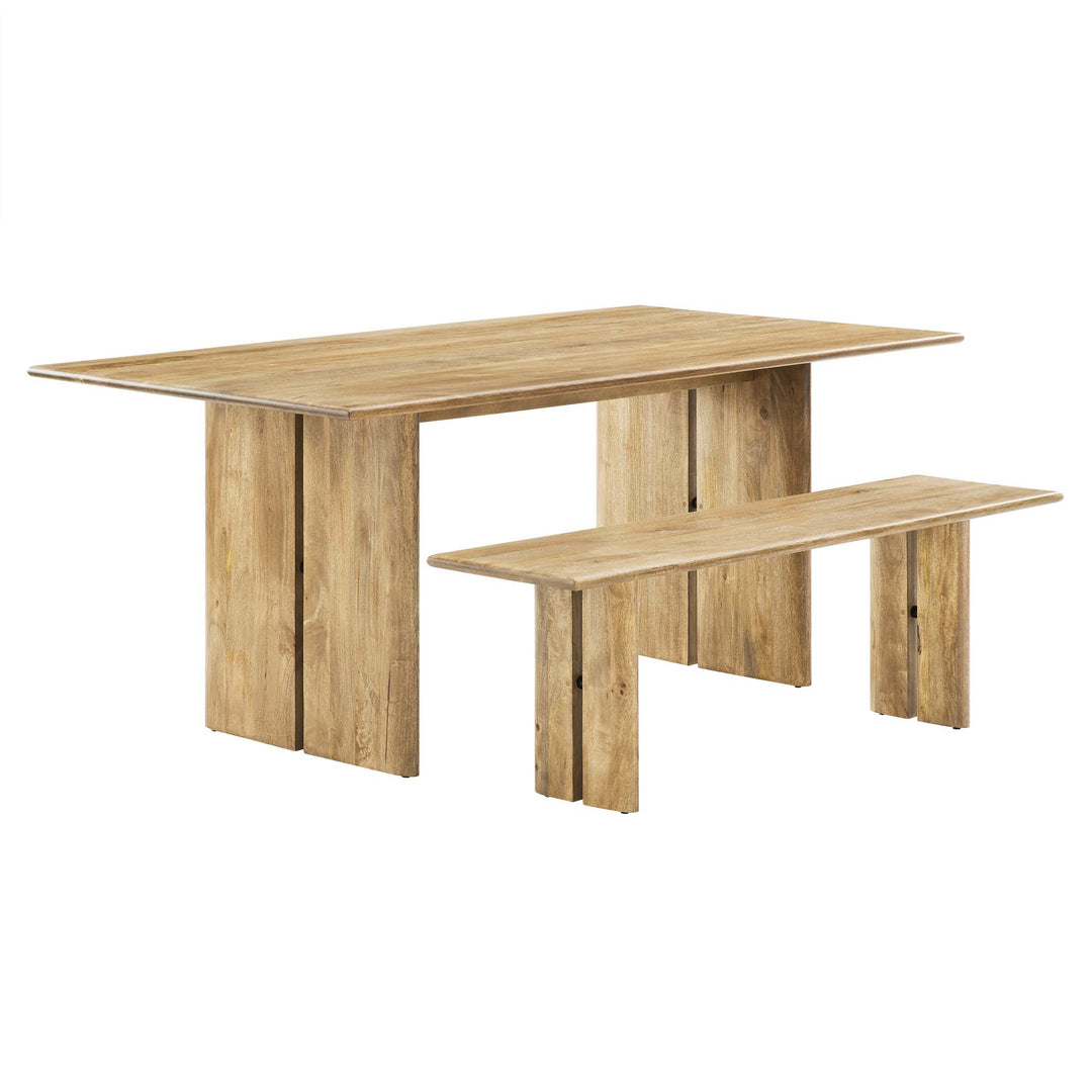 Amistad 72" Wood Dining Table and Bench Set in Oak