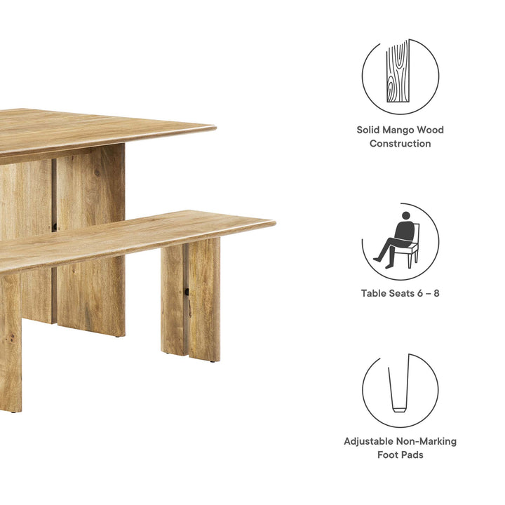 Amistad 72" Wood Dining Table and Bench Set in Oak