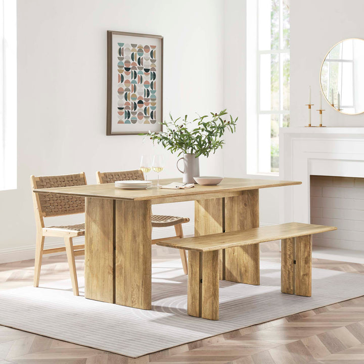 Amistad 72" Wood Dining Table and Bench Set in Oak