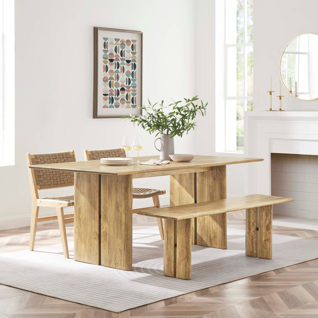 Amistad 72" Wood Dining Table and Bench Set in Oak