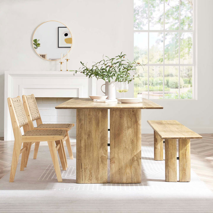Amistad 72" Wood Dining Table and Bench Set in Oak